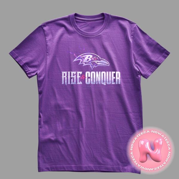 Baltimore Ravens NFL 2024-2025 Official Logo Rise And Conquer Unisex T-Shirt