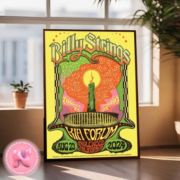 Billy Strings Live Show Concert Limited Poster For Inglewood CA In Kia Forum On August 23th 2024 Art By Fez Moreno Home Decor Poster Canvas