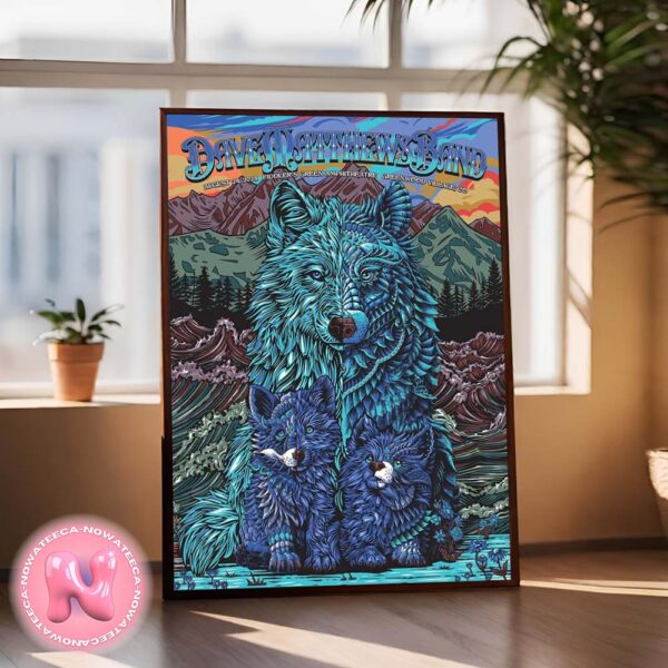 Dave Matthews Band Live Show Music Night Two Poster For Fiddler Green Amphitheatre In Greenwood Village Co On August 24th 2024 Mother Blue Bear And 2 Cubs Art Work Home Decor Poster Canvas