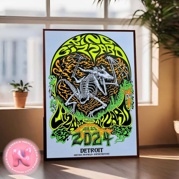 King Gizzard And The Lizard Wizard Live Show Poster For The Aretha Franklin Amphitheatre In Detroit MI On August 23th 2024 Home Decor Poster Canvas