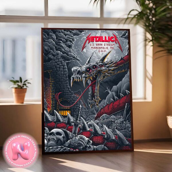 Metallica M72 Minneapolis MN Night 2 Poster For The Show Concert Music At US Bank Stadium On August 18th 2024 The Dragon Artwork Wall Decor Poster Canvas