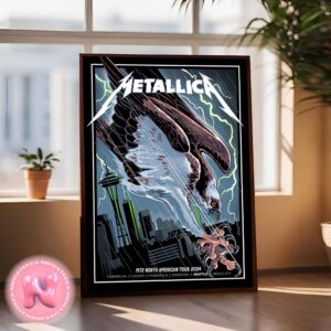 Metallica M72 North American Tour 2024 Poster For Seattle WA US At Lumen Field August 30 And September 1th 2024 With Bald Eagle Home Decor Poster Canvas