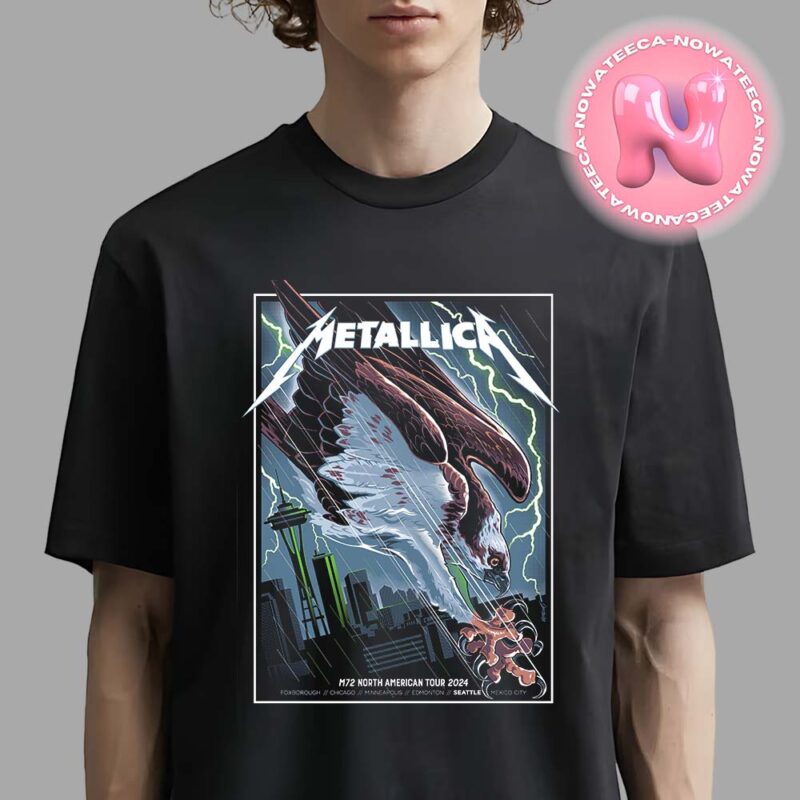 Metallica M72 North American Tour 2024 Poster For Seattle WA US At Lumen Field August 30 And September 1th 2024 With Bald Eagle Unisex T Shirt