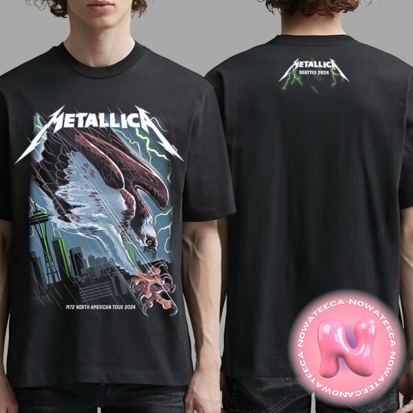 Metallica M72 Seattle WA US North American Tour 2024 Poster For At Lumen Field August 30 And September 1th 2024 With Bald Eagle Two Sides Unisex T-Shirt