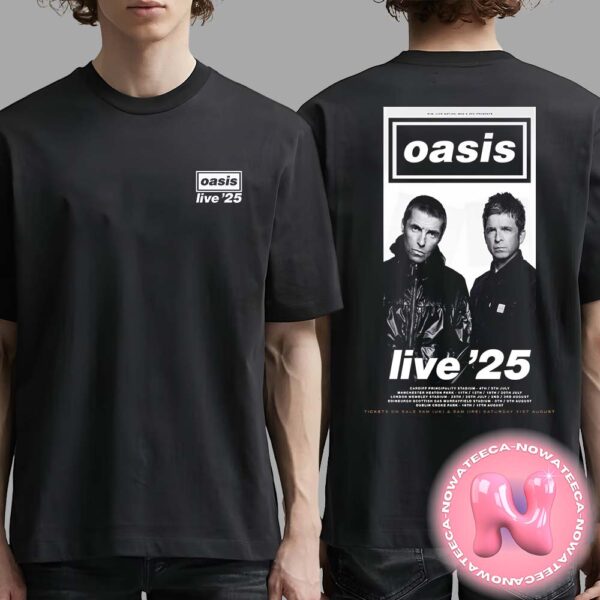 Oasis Live 25 World Tour Show Dates Official Logo Two Sides Unisex T-Shirt