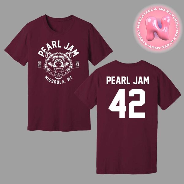 Pearl Jam Live Show Concert Merch Tee For Washington Grizzly Stadium At Missoula Montana On August 22th 2024 Numer 42 Two Sides Unisex T-Shirt