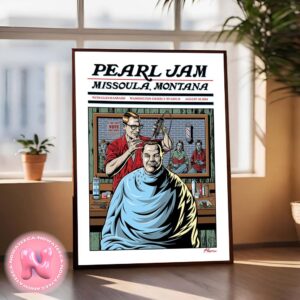 Pearl Jam Live Show Concert Poster For Washington Grizzly Stadium With Glenhansard At Missoula Montana On August 22th 2024 Art By Justin Hampton Home Decor Poster Canvas