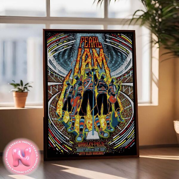 Pearl Jam Live Show Concert Poster With Glen Hansard At Wrigley Field In Chicago IL On August 29th And 31st 2024 The Band Artwork Home Decor Poster Canvas