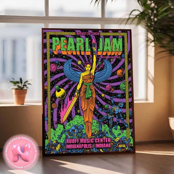 Pearl Jam With Glen Hansard Event Poster For Ruoff Music Center In Indianapolis On August 26th 2024 Romeo 2024 Lady Victory Soldiers And Sailors Monument Artwork Home Decor Poster Canvas