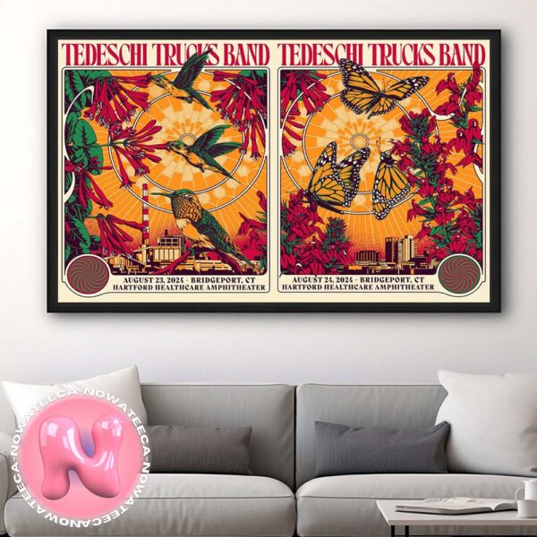 Tedeschi Trucks Band Full Show Bombined Limited Poster For Hartford Healthcare Amphitheater In Bridgeport CT On August 23th And 24th 2024 Home Decor Poster Canvas