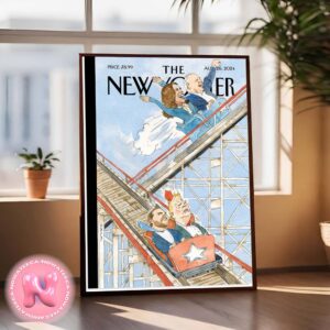 The New Yorker Magazine August 26th 2024 Barry Blitt’s Roller Coaster Wall Decor Poster Canvas