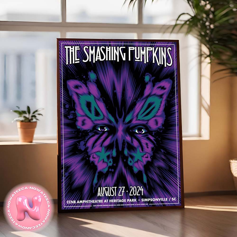 The Smashing Pumpkins Live Show Music Poster For CCNB Amphitheatre At Heritage Park In Simpsonville SC On August 27th 2024 Home Decor Poster Canvas