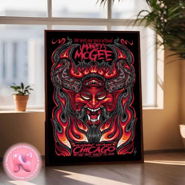 Umphreys McGee Live Show Limited Poster For Burnin Down Chicago In The Salt Shed On August 23th 2024 Home Decor Poster Canvas