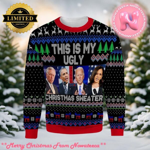 Anit Biden Black Trump Ugly Christmas Sweater Gift For Family Ugly Christmas Sweater