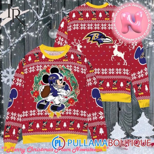 Baltimore Ravens x Mickey Mouse Ugly Christmas Sweater Gift For Men And Women