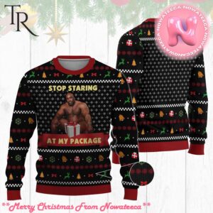 Barry Wood Stop Staring At My Package 3D Ugly Xmas Sweater Gift For Men And Women