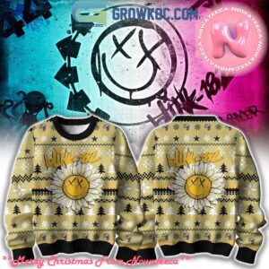 Blink 182 Sunflower Angels And Airways Ugly Christmas Sweater Gift For Holiday