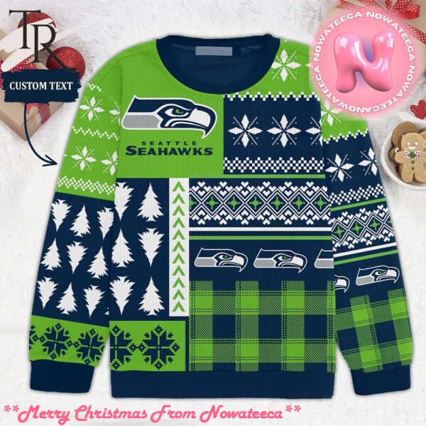 Blue Green Pattern Seattle Seahawks Christmas Gift Ugly Sweater Gift For Men And Women