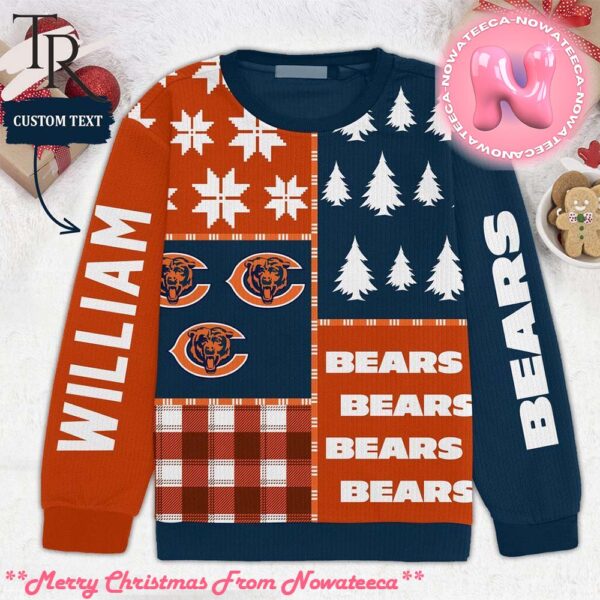 Blue Orange Pattern Chicago Bears Christmas Gift Custom Ugly Sweater Gift For Men And Women