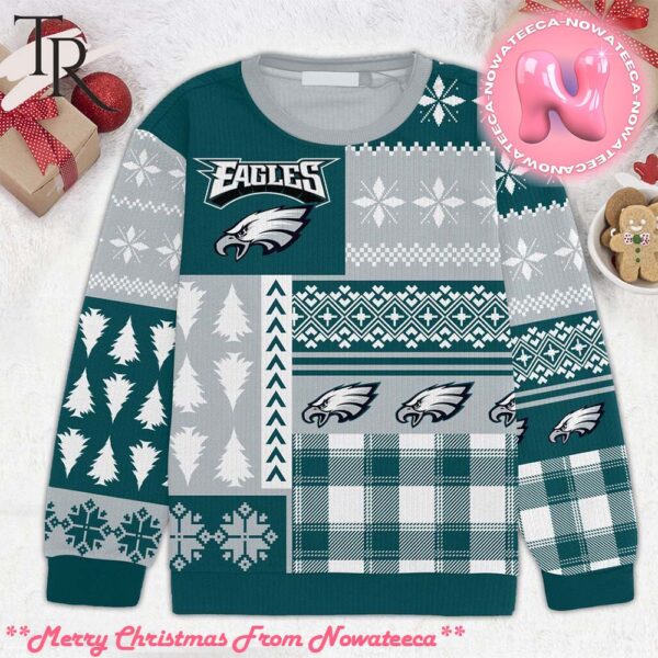 Blue White Pattern Philadelphia Eagles Bird Christmas Gift Ugly Sweater Gift For Men And Women