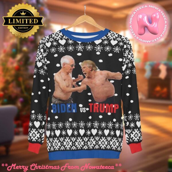 Boxing Biden vs Trump Christmas Ugly Sweater Gift For Family Ugly Christmas Sweater