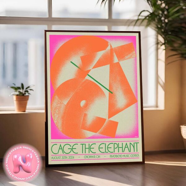 Cage The Elephant Music Show Poster For Cincinnati Ohio At Riverbend Music Center On August 30th 2024 Wall Decor Poster Canvas