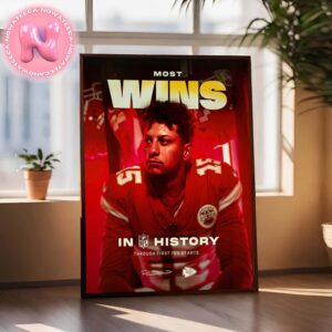 Congrats To Patrick Mahomes From Kansas City Chiefs Is Most Wins In NFL History Through First 100 Starts Home Decor Poster Canvas