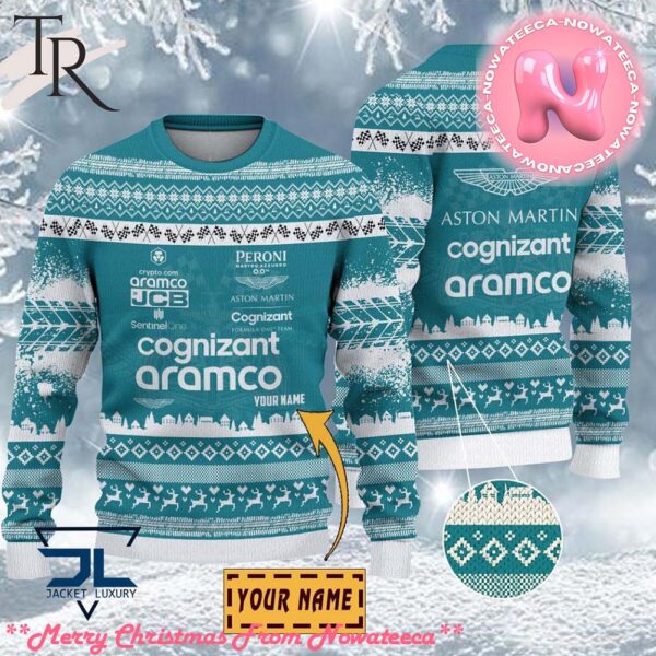 Custom Name Aston Martin Cognizant F1 Team Ugly Sweater Gift For Men And Women