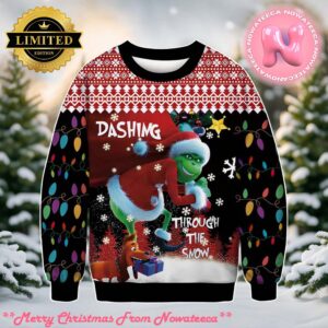 Dashing Though The Snow Grinch Ugly Sweater Gift For Family Ugly Christmas Sweater