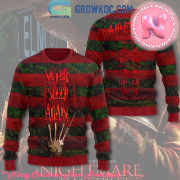 Freddy Krueger Nightmare On Elm’s Street Never Sleep Again Ugly Christmas Sweater Gift For Holiday