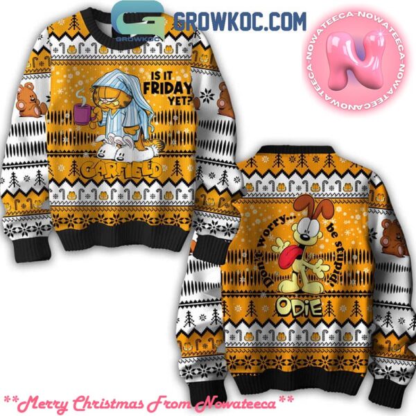 Garfield Is It Friday Yet Odie Ugly Christmas Sweater Gift For Holiday