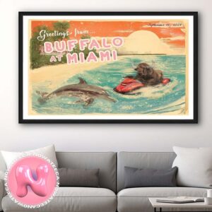 Get Chubby And Move To Miami Getting From Buffalo At Miami On September 12th 2024 Art By Alex Burtless Home Decor Poster Canvas