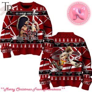 Go Ahead And Jump Eddie Van Halen Ugly Christmas Sweater Gift For Men And Women