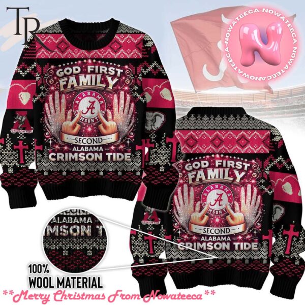 God First Family Second Alabama Crimson Tide Ugly Sweater Gift For Men And Women