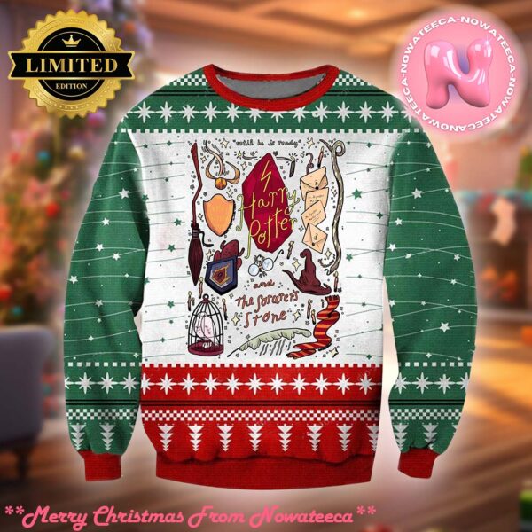 Harry Potter And The Philosophers Stone Ugly Sweater Harry Potter Ugly Christmas Sweater Gift For Family Ugly Christmas Sweater