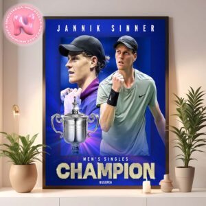 Jannik Sinner Has Been Winner The Mens Singles Champion Us Open 2024 Home Decor Poster Canvas