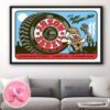 Chicago Blackhawks Ice Warrior With Eagle At Chicago Wrigley Building Home Decor Poster Canvas