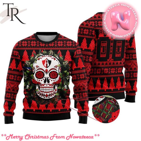 LIGA MX Atlas FC Special Sugar Skull Christmas Ugly Sweater Gift For Men And Women