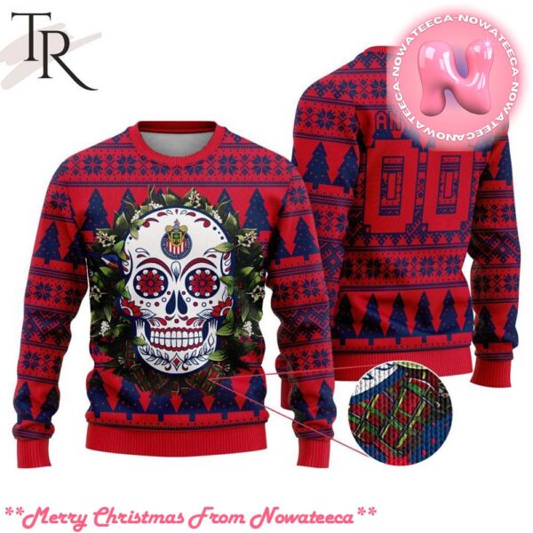 LIGA MX Chivas Guadalajara Special Sugar Skull Christmas Ugly Sweater Gift For Men And Women