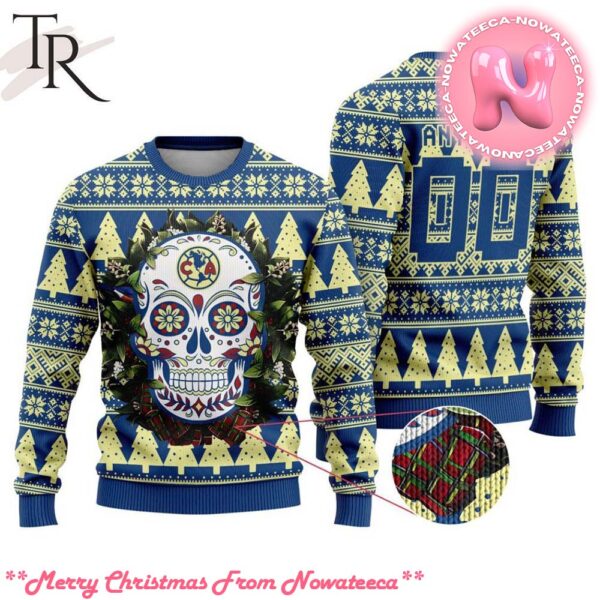 LIGA MX Club America Special Sugar Skull Christmas Ugly Sweater Gift For Men And Women