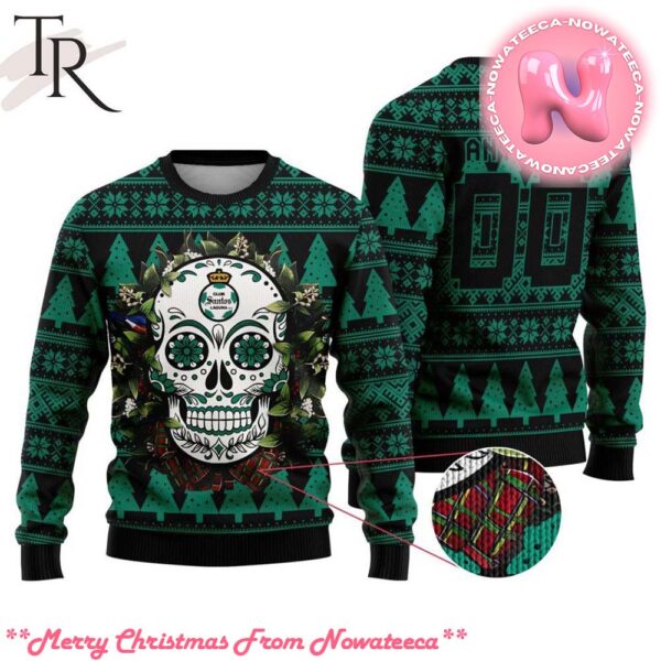 LIGA MX Club Santos Laguna Special Sugar Skull Christmas Ugly Sweater Gift For Men And Women