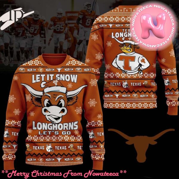 Let It Snow Longhorns Lets Go Texas Ugly Christmas Sweater Gift For Men And Women