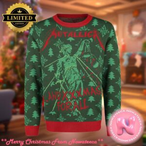 Metallica And XXXmas For All And Justice For All Album Christmas Style Green Knitted Xmas Ugly Christmas Sweater Gift For Holiday