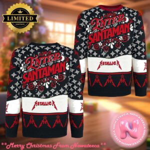 Metallica Enter Santaman Snowflakes Ninja Star Logo Pattern Ugly Christmas Sweater Gift For Holiday