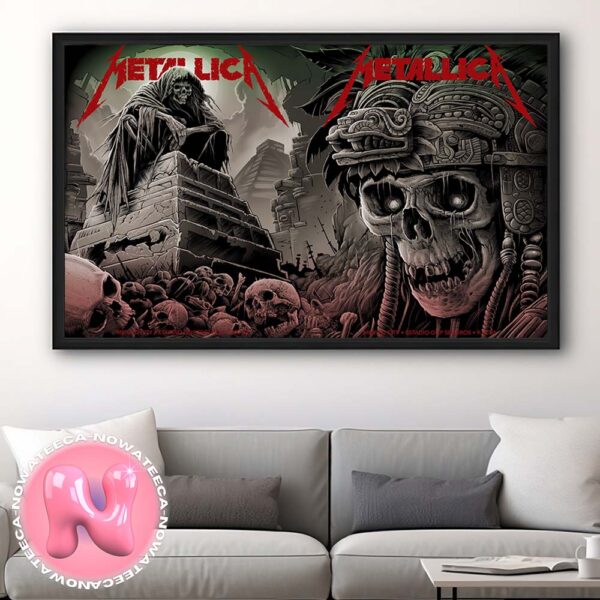 Metallica M72 Mexico City Full Show Combined Poster At Estadio GNP Seguros On September 20th And 22th 2024 M72 North American Tour Home Decor Poster Canvas