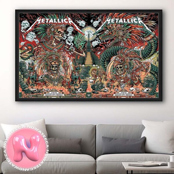 Metallica M72 Mexico City Full Show Combined Poster Concert For Estadio GNP Seguros At Mexico City On September 27th And 29th 2024 Home Decor Poster Canvas