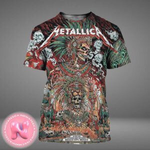 Metallica M72 Mexico City Night 3 Poster For Estadio GNP Seguros At Mexico City On September 27th 2024 Aztec Warrior Art All Over Print Shirt