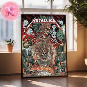 Metallica M72 Mexico City Night 3 Poster For Estadio GNP Seguros At Mexico City On September 27th 2024 Aztec Warrior Art Home Decor Poster Canvas