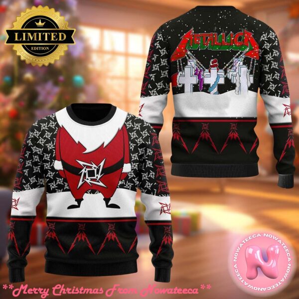 Metallica Merry Christmas Master Of Puppets Santa Style Snowy Night Holiday Ugly Christmas Sweater Gift For Holiday 2024