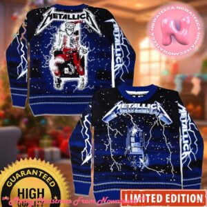 Metallica Ride The Lightning Skeleton Santa Ugly Christmas Sweater 2023 Ugly Sweater For Man And Women Nowateeca